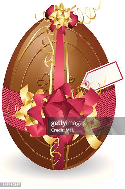 choccy egg with gold and red bows - easter - easter candy stock illustrations