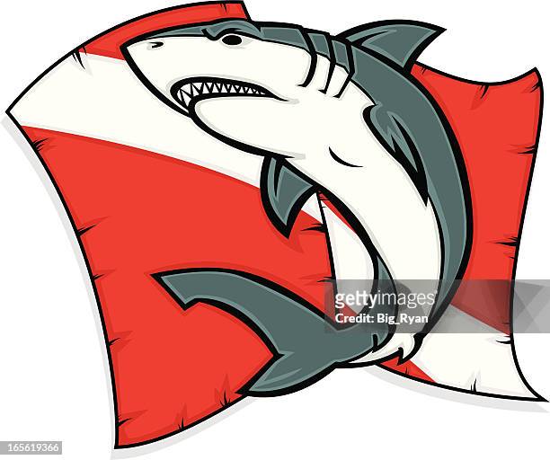 stockillustraties, clipart, cartoons en iconen met dive shark - cartoon shark
