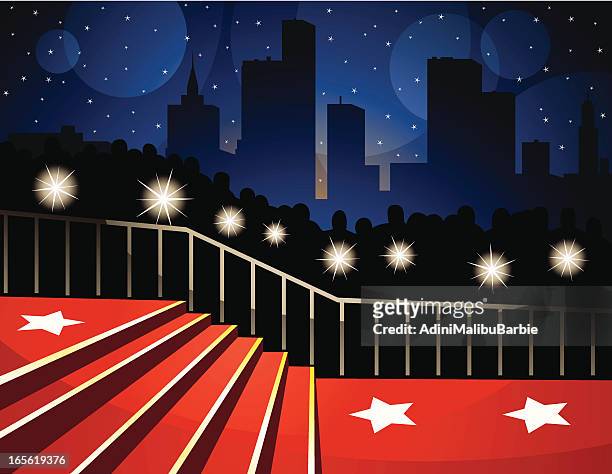 waiting for the stars - walk of fame stock illustrations