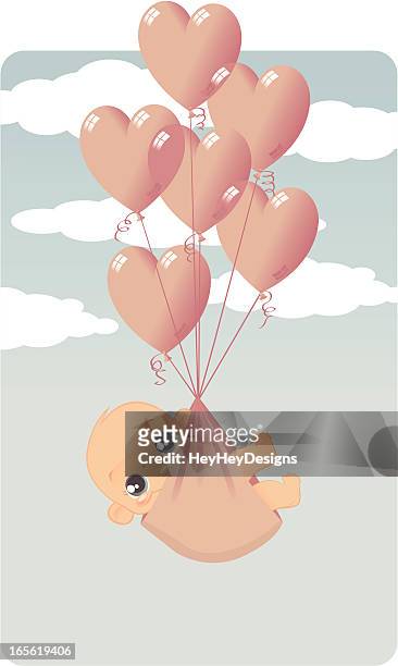 baby balloons - hey baby stock illustrations