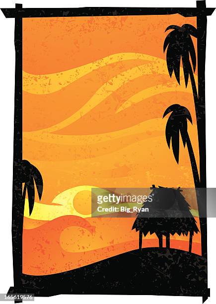 simple tropical - grass hut stock illustrations
