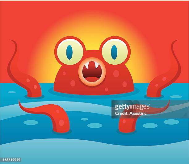 sea monster - sea monster stock illustrations