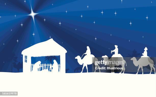 nativity scene - wise men stock illustrations