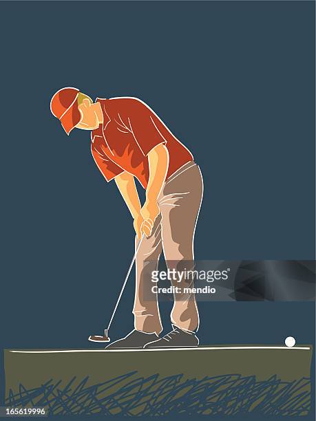 on the green - golf putter stock illustrations