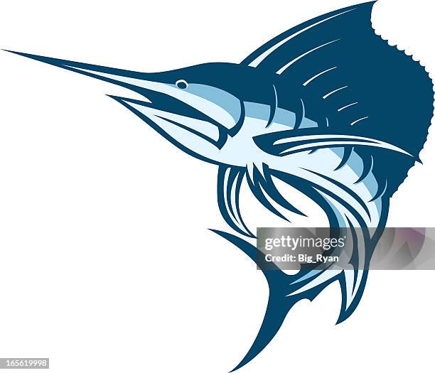 image of powerful sailfish with sharp mouth - swordfish stock illustrations