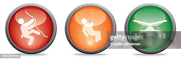 extreme mountain family | glass collection - hang gliding stock illustrations