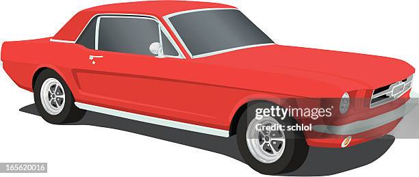 vector ford mustang - 1965 - vintage car stock illustrations