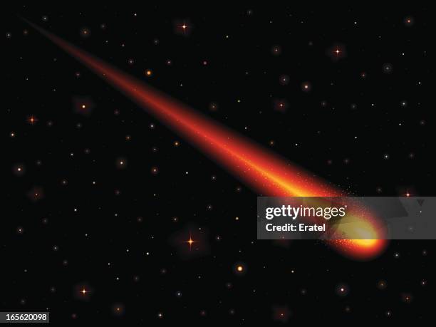 stockillustraties, clipart, cartoons en iconen met burning comet - comet