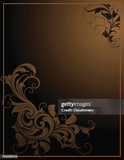 dark scroll corner - bronze background stock illustrations
