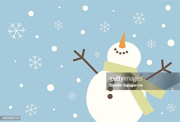 illustrazioni stock, clip art, cartoni animati e icone di tendenza di felice pupazzo di neve - pupazzo di neve