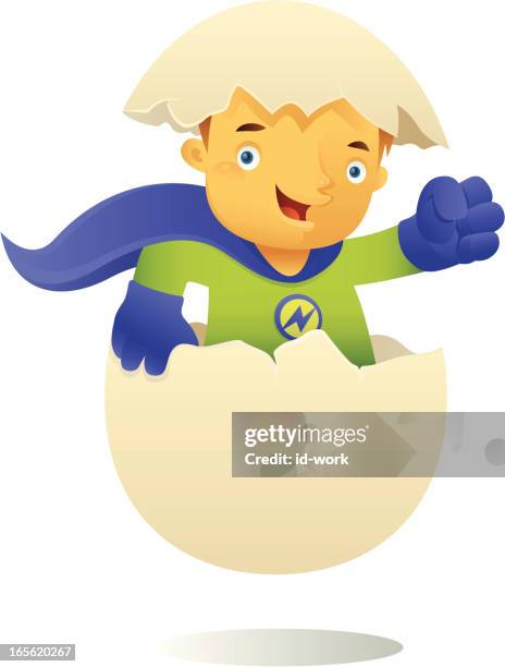 super boy - broken easter egg stock illustrations