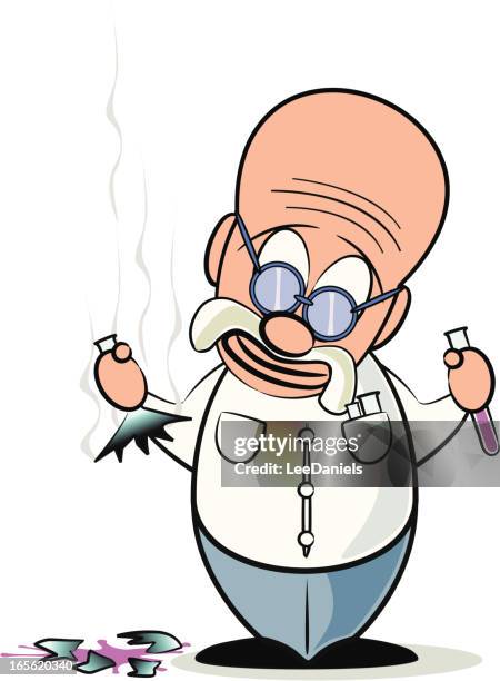 scientist experiment cartoon - exploding glass stock illustrations