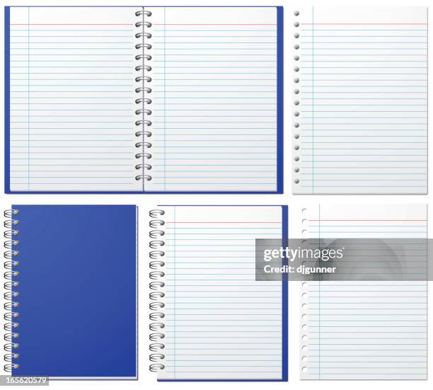 blue spiral notebook - exercise book stock illustrations