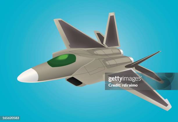 illustrations, cliparts, dessins animés et icônes de f - 22 raptor - avion supersonique