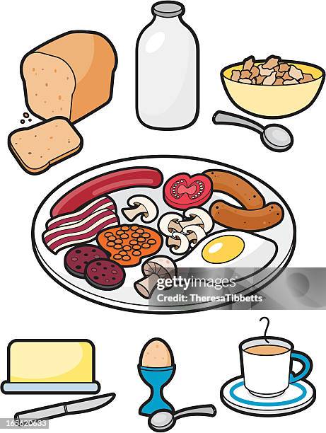 breakfast time - black pudding stock illustrations