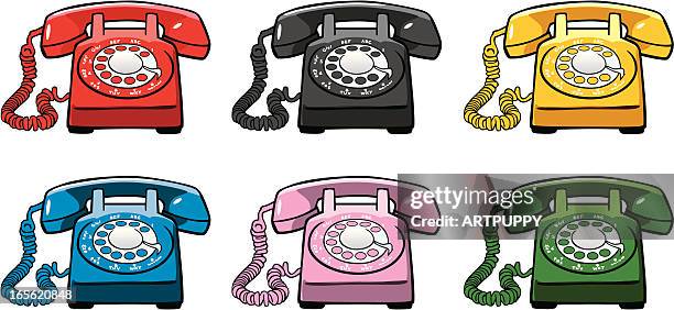 ilustrações de stock, clip art, desenhos animados e ícones de clássico telefones - telefone fixo