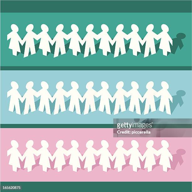 people paper chain - human chain stock illustrations