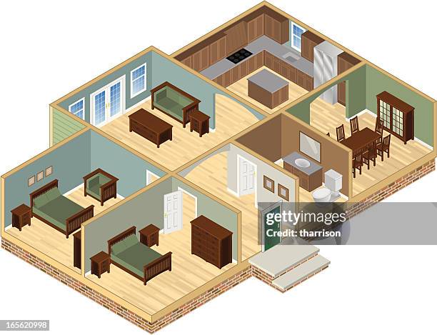 house cutaway - cutaway drawing stock illustrations