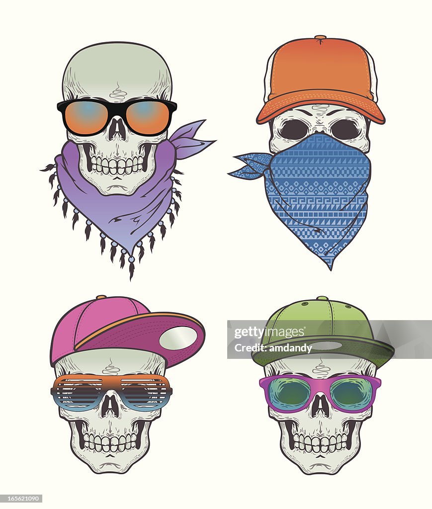 Skulls with hats