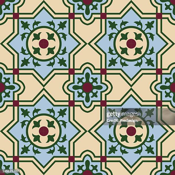 stockillustraties, clipart, cartoons en iconen met cuban spanish tiling 4 - betegelde vloer