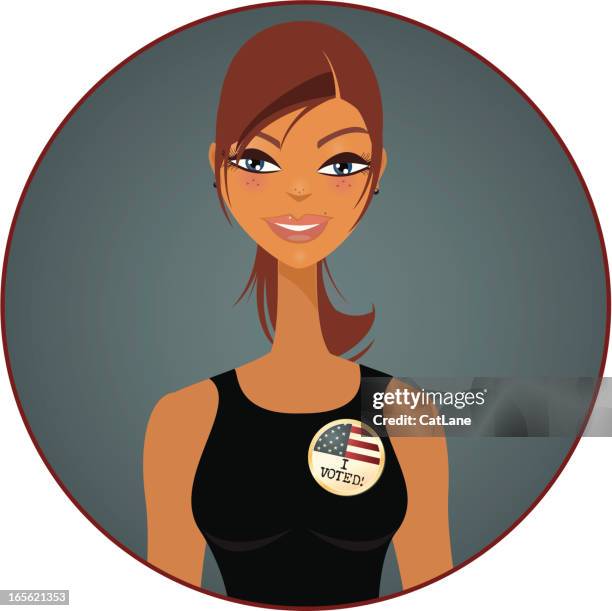 ilustraciones, imágenes clip art, dibujos animados e iconos de stock de he votado. - white women voting