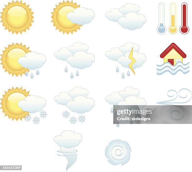 ilustrações, clipart, desenhos animados e ícones de conjunto de ícones de meteorologia - sleet