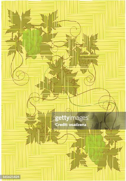 grape vine on the wickenwork bamboo - grape leaf stock illustrations