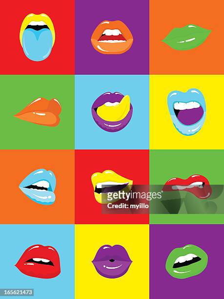 ilustraciones, imágenes clip art, dibujos animados e iconos de stock de sexy labios popart ilustración vectorial - human lips