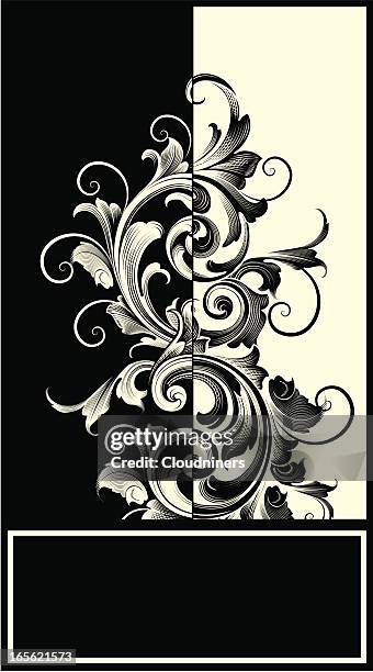 black and white scroll frame - crosshatch pattern stock illustrations