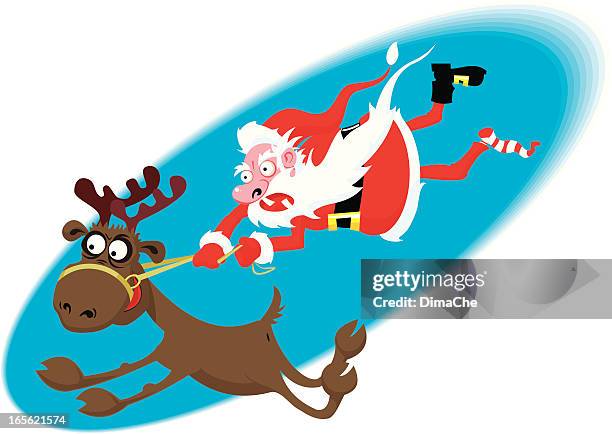 santa rider - reindeer stock illustrations