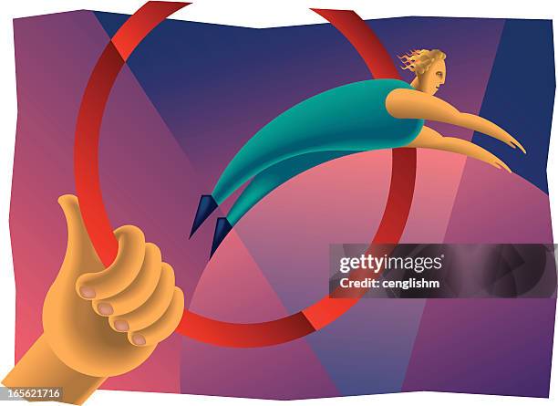 jumping through hoops - jumping through hoops stock illustrations