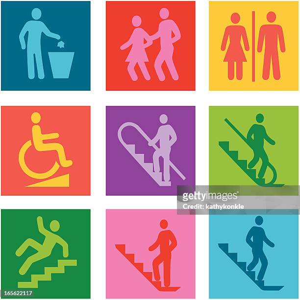 ilustrações, clipart, desenhos animados e ícones de international pop art ícones - disabled accessible boarding sign