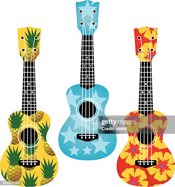 patterned ukuleles - ukelele stock illustrations