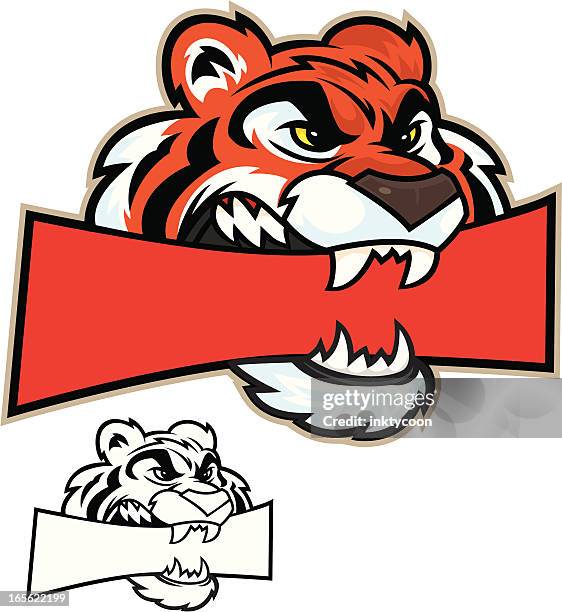 tiger head chew - cat chewing stock illustrations