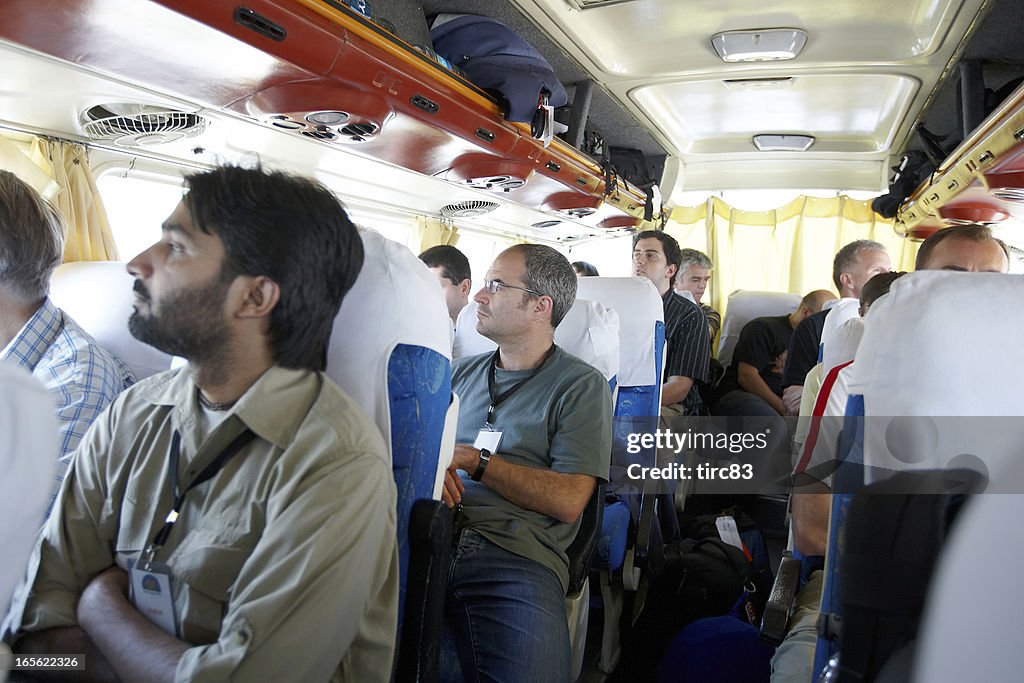 People travelling on a coach