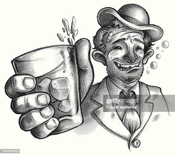 vintage style drunk or wino - windsor knot stock illustrations