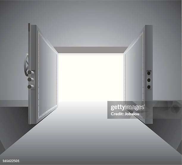 open strong box - open bank doors stock illustrations