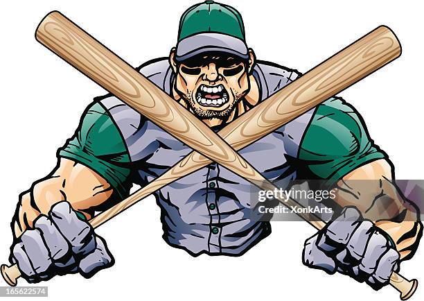 baseball player with bats - softball bat stock illustrations