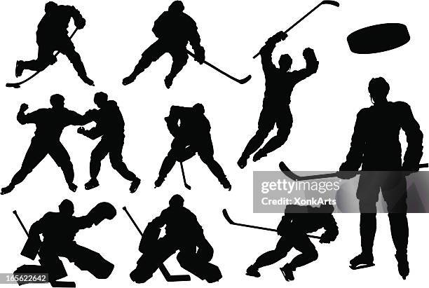 bildbanksillustrationer, clip art samt tecknat material och ikoner med hockey silhouettes - hockeyspelare