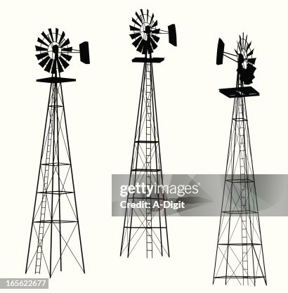 Wind Pump Vector Silhouette Wind Pump Vector Silhouette