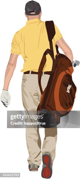 golfer - man walking back stock illustrations