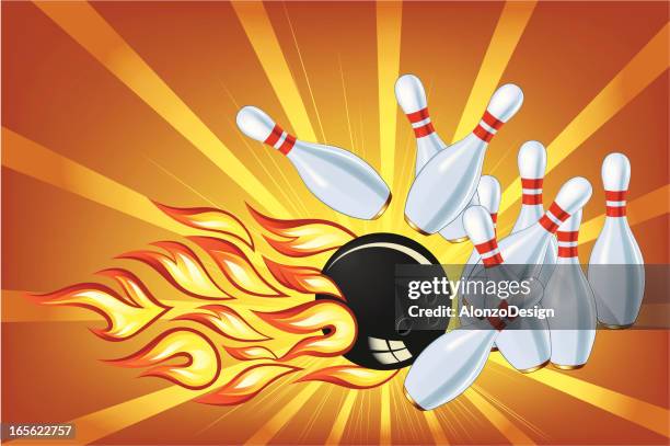 strike! - bowling ball stock illustrations