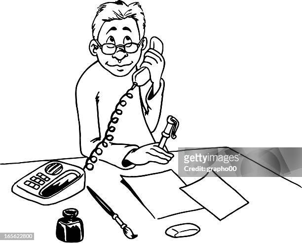 cartoonist on the phone - landline phone stock illustrations