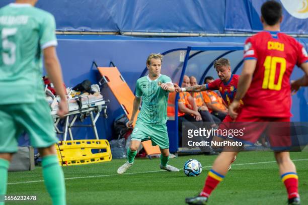 Kirill Pechenin of Bielorrusia in action during the UEFA EURO 2024 qualifying round group I match between Andorra v Bielorrusia at Estadi Nacional d...