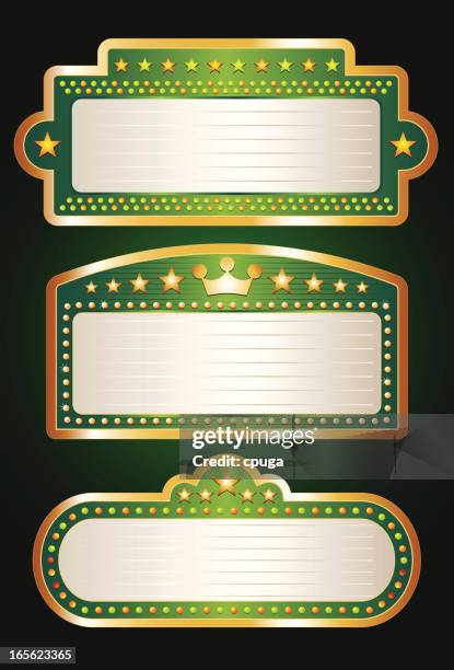 green theater marquee collection - box office stock illustrations stock illustrations