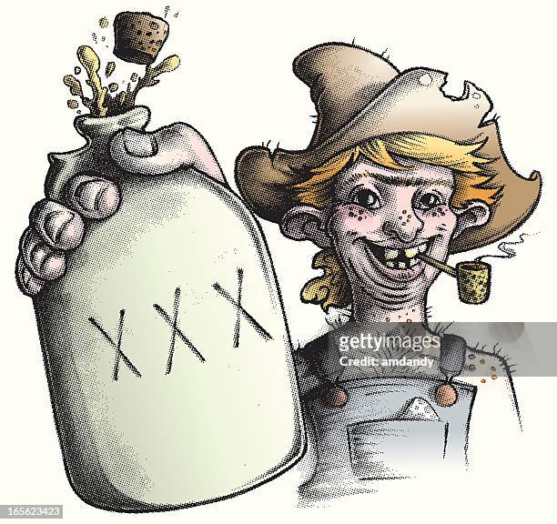 hilly billy, lill' moonshine - binge drinking stock illustrations