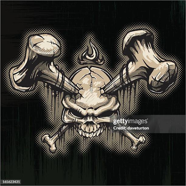 skull and bones ii - psychedelic rock music stock illustrations