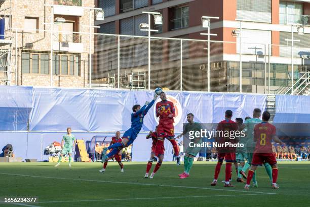 Players in action during the UEFA EURO 2024 qualifying round group I match between Andorra v Bielorrusia at Estadi Nacional d Andorra on September 9.