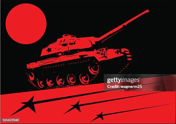 stockillustraties, clipart, cartoons en iconen met red army - tank