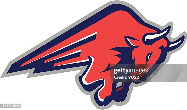 bull charge - sports logo stock illustrations